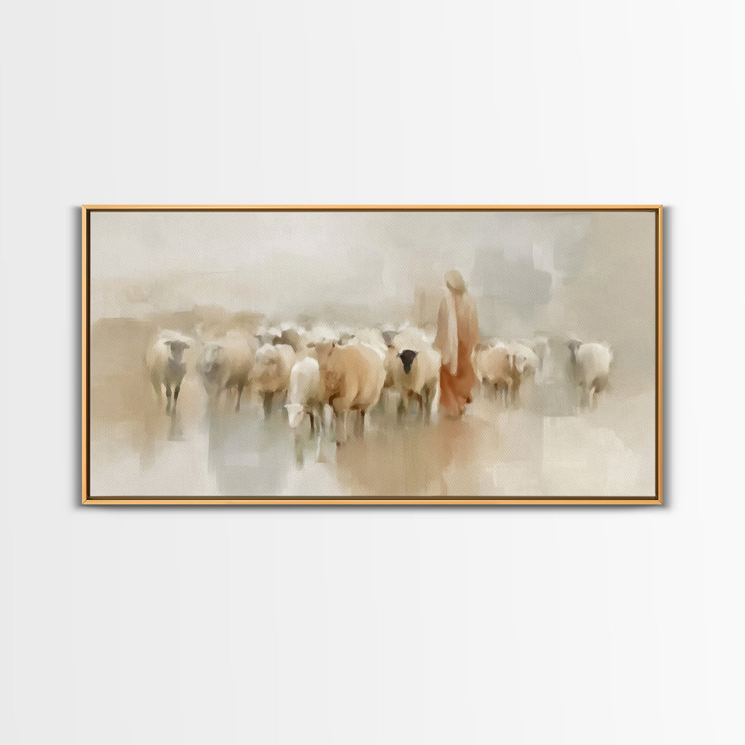 Tender Shepherd – Framed Canvas Print – Jesus Canvas Art – Christian Wall Art – Christian Art Canvas – Christian Art – Large Christian Pain