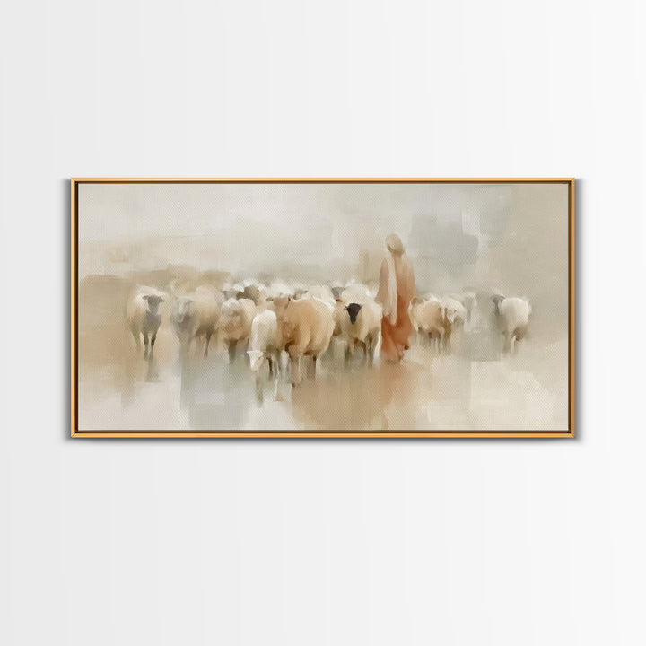 Tender Shepherd – Framed Canvas Print – Jesus Canvas Art – Christian Wall Art – Christian Art Canvas – Christian Art – Large Christian Pain