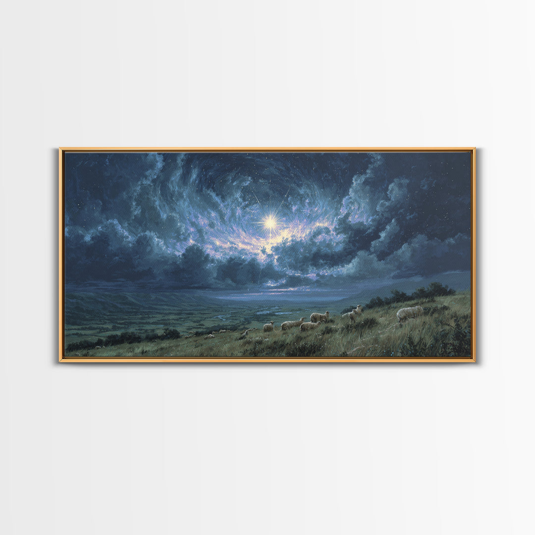 Star Of Bethlehem – Framed Canvas Print – Christian Christmas Art – Christian Wall Art – Jesus Painting – Christmas Canvas Wall Art