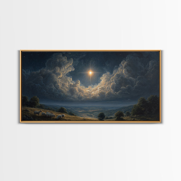 Dawn Of Hope – Framed Canvas Print – Christian Wall Art – Christian Art Print – Christmas Art Work – Jesus Christmas Art