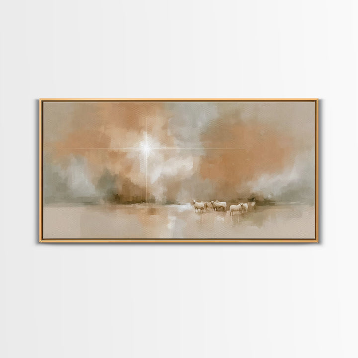 Bethlehem Light – Framed Canvas Print – Christian Art Canvas – Modern Christian Art – Christmas Wall Art – Jesus Painting