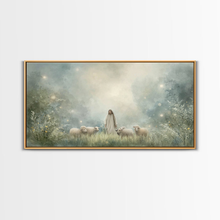 Gentle Shepherd – Framed Canvas Print – Christian Art Canvas – Jesus Wall Art – Modern Christian Art – Christian Painting – Christian Decor