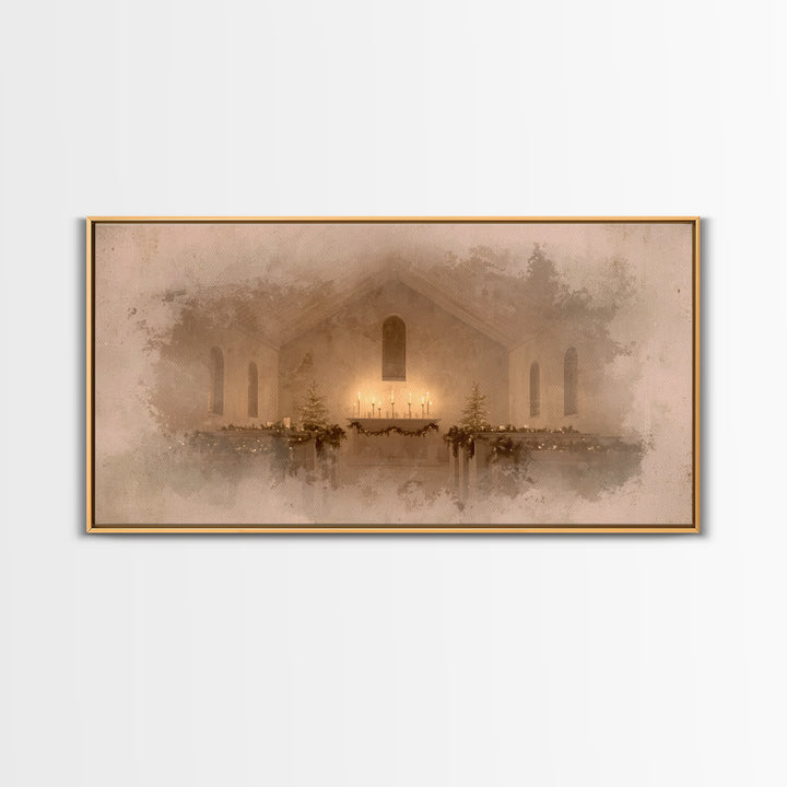 Sacred Hearth | Framed Canvas Print | Christian Art Canvas | Christmas Art Work | Christian Christmas Decor | Christian Art Gift | Moody Ch