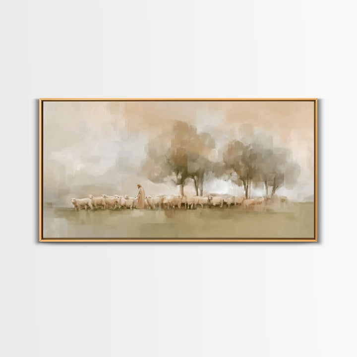 Pastoral Grace – Framed Canvas Print – Christian Art – Subtle Christian Paintings – Christian Wall Art – Christian Art Canvas – Christian A