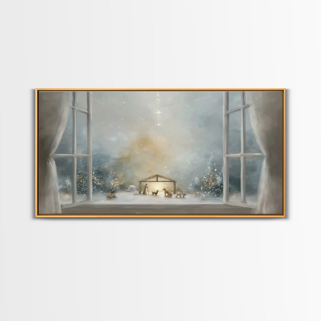 Holy Window Light | Framed Canvas Print | Christmas Art | Christian Art Canvas | Christian Wall Art | Christian Decor | Jesus Painting