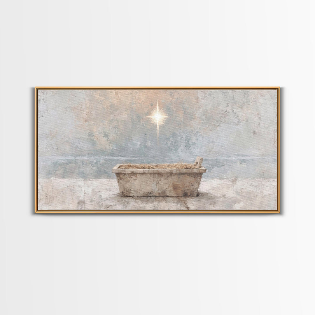 Manger Peace | Framed Canvas Print | Christian Christmas Art | Christian Wall Art | Jesus Painting | Christian Art Canvas | Christian Decor