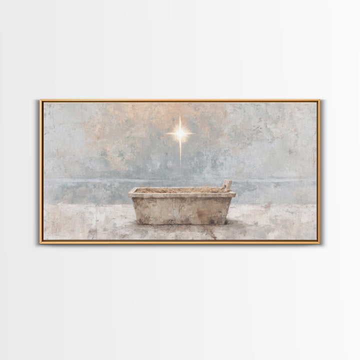 Manger Peace | Framed Canvas Print | Christian Christmas Art | Christian Wall Art | Jesus Painting | Christian Art Canvas | Christian Decor