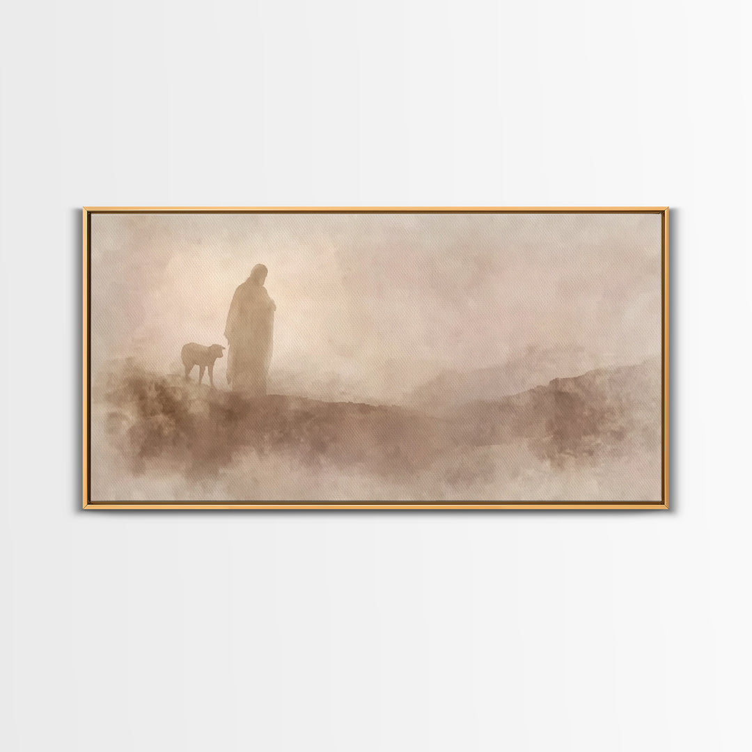 Silent Footsteps | Framed Canvas Print | Christian Wall Art | Christian Art Print | Jesus Painting | Christmas Art | Christian Decor | Fait