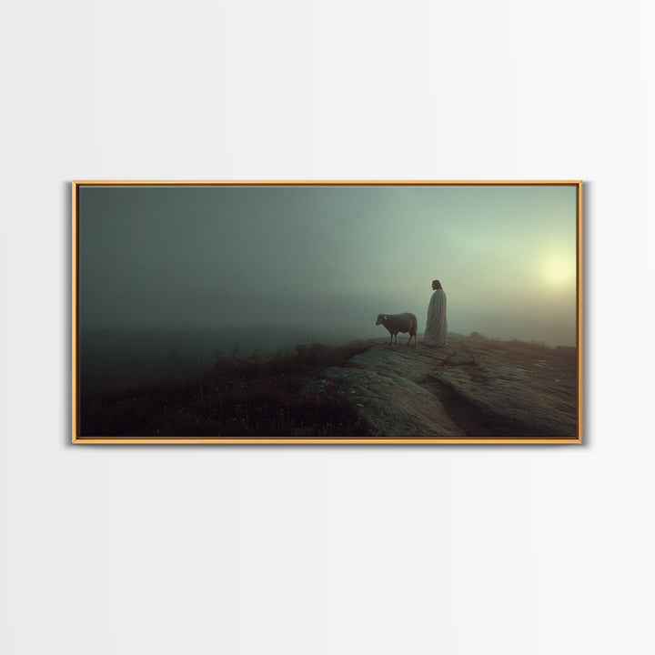 Evening Watch, Framed Canvas Print, Christian Art Canvas, Jesus Painting, Christian Wall Art, Moody Christian Art, Christmas Art, Christian