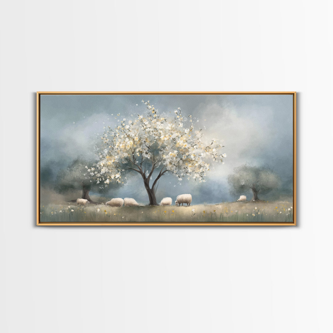 Graceful Spring Field | Framed Canvas Print | Christian Wall Art | Christian Art Canvas | Christian Painting | Christmas Art | Christian Gi