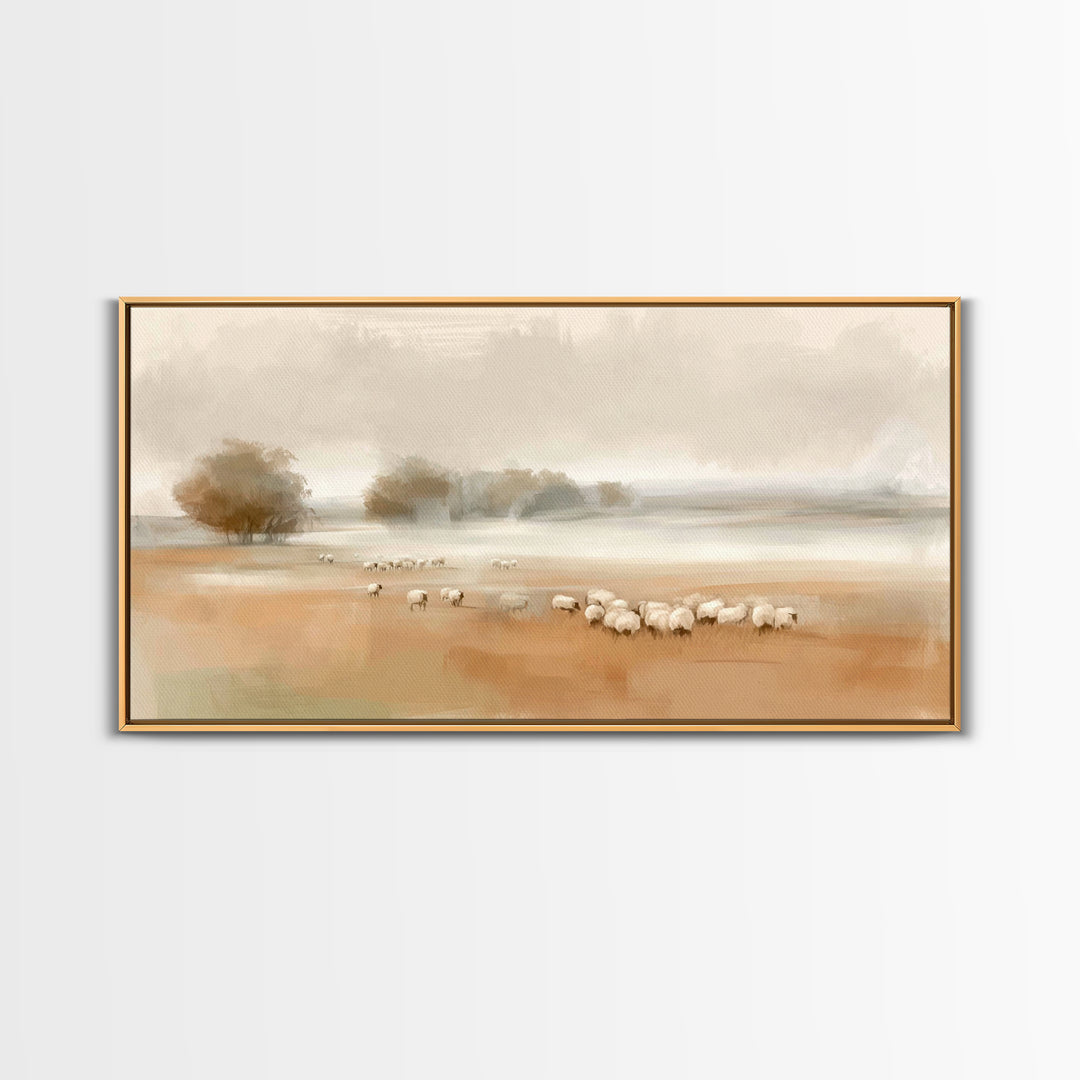 Pastoral Dawn – Framed Canvas Print – Christian Wall Art – Christian Art Canvas – Jesus Painting – Christian Christmas Art