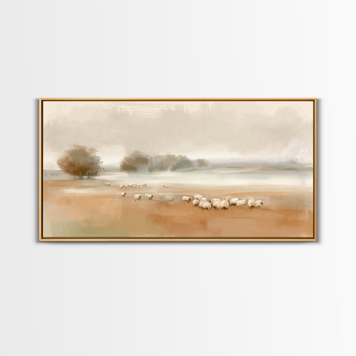 Pastoral Dawn – Framed Canvas Print – Christian Wall Art – Christian Art Canvas – Jesus Painting – Christian Christmas Art