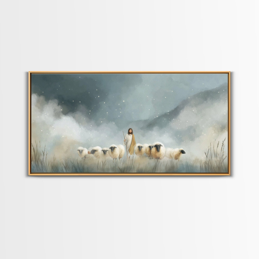 Starry Guidance – Framed Canvas Print, Christian Christmas Art, Christian Art Canvas, Christian Wall Art, Jesus Painting, Christmas Wall Ar