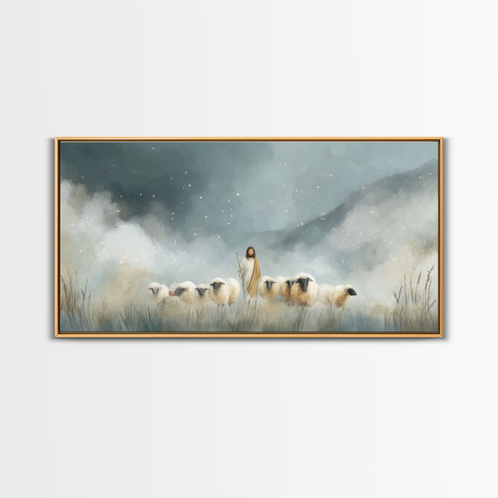 Starry Guidance – Framed Canvas Print, Christian Christmas Art, Christian Art Canvas, Christian Wall Art, Jesus Painting, Christmas Wall Ar