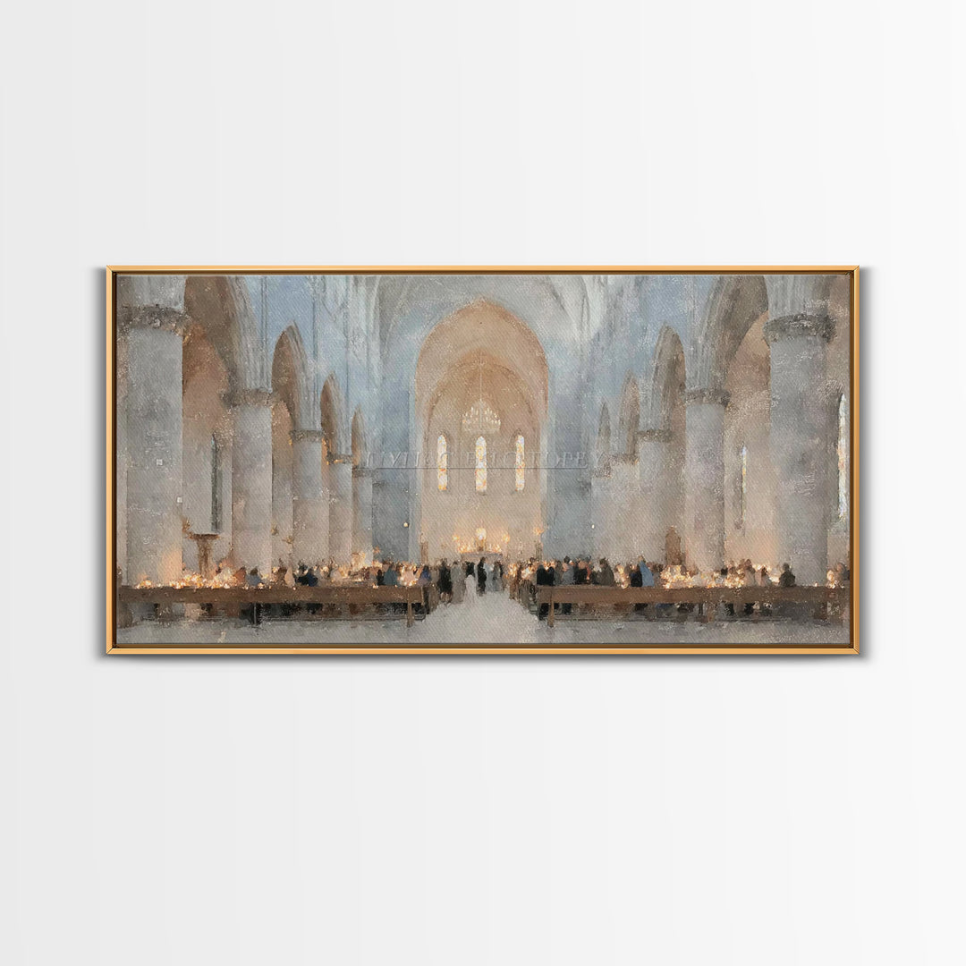Midnight Mass Grace – Framed Canvas Print – Christian Wall Art – Christmas Art – Christian Art Canvas – Christian Christmas Art – Christian