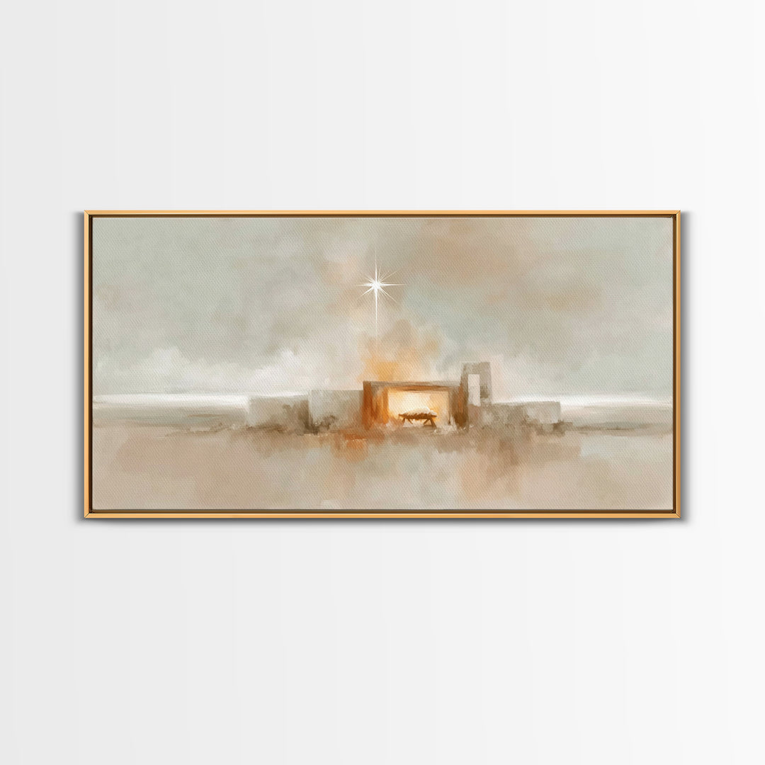 Holy Manger Light – Framed Canvas Print – Christian Christmas Art – Christian Art Canvas – Christian Wall Art – Christmas Art – Christian A