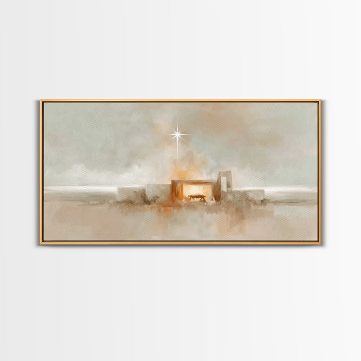 Holy Manger Light – Framed Canvas Print – Christian Christmas Art – Christian Art Canvas – Christian Wall Art – Christmas Art – Christian A