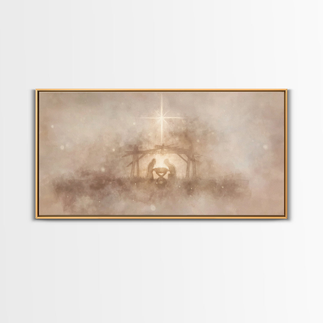Nativity Wonder, Framed Canvas Print, Christian Art, Christian Christmas Art, Christian Art Canvas, Christmas Wall Art, Christian Wall Art