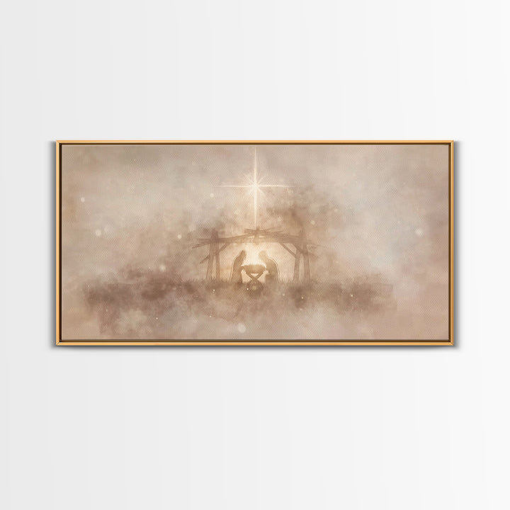 Nativity Wonder, Framed Canvas Print, Christian Art, Christian Christmas Art, Christian Art Canvas, Christmas Wall Art, Christian Wall Art