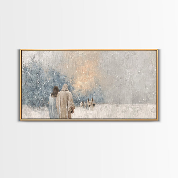 Winter Pilgrims – Framed Canvas Print – Christian Wall Art – Christian Art Canvas – Jesus Painting – Christian Christmas Art – Christian De