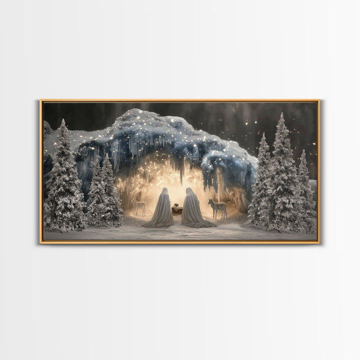 Holy Cave Light – Framed Canvas Print – Christian Art Canvas – Christmas Wall Art – Jesus Christmas Art – Christian Art Print – Christian D