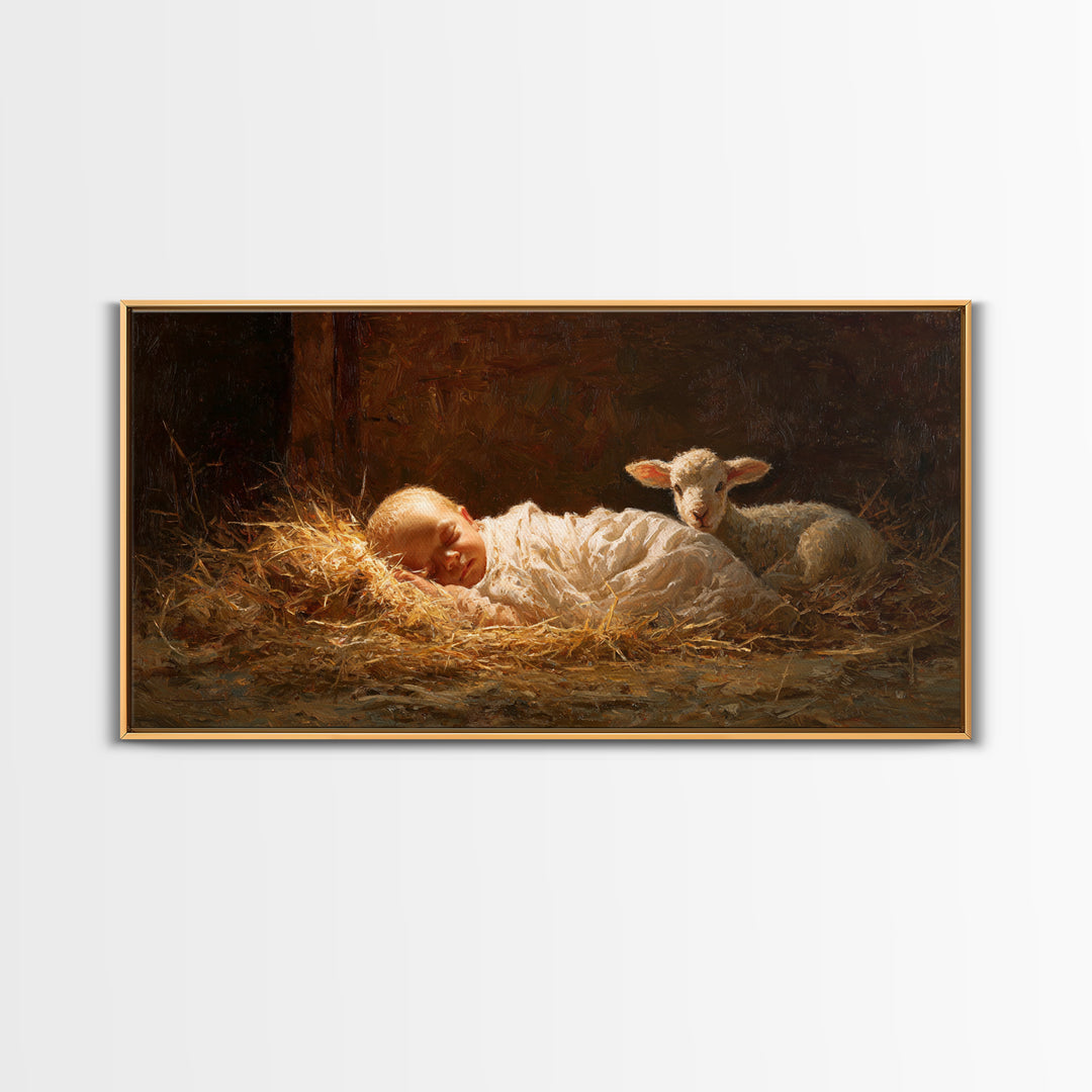 Cradle Hope – Framed Canvas Print – Christmas Art Prints – Christian Wall Art – Jesus Christmas Art – Christian Art Canvas – Christian Deco
