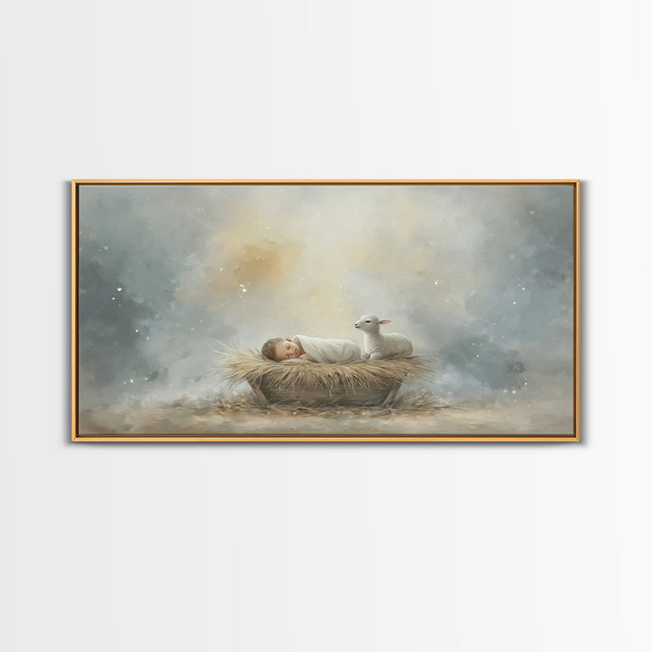 Heaven’s Quiet – Framed Canvas Print – Christian Christmas Art – Christian Wall Art – Christian Art Print – Jesus Painting – Christmas Art