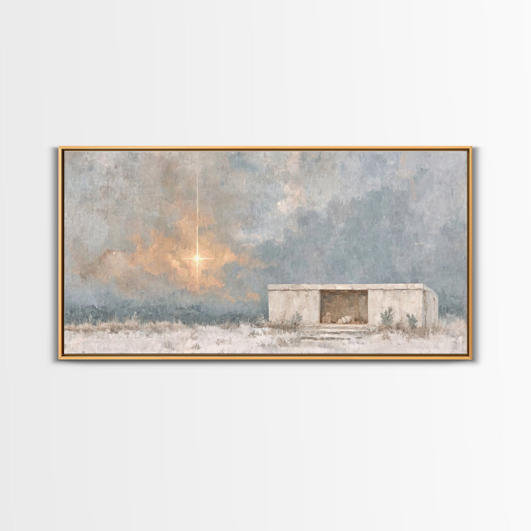 Dawn of Promise – Framed Canvas Print – Christian Art Canvas – Christian Christmas Art – Christmas Wall Art – Christian Art Print – Modern