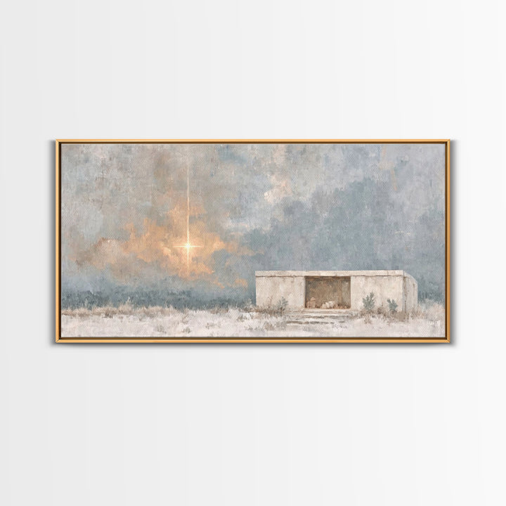 Dawn of Promise – Framed Canvas Print – Christian Art Canvas – Christian Christmas Art – Christmas Wall Art – Christian Art Print – Modern