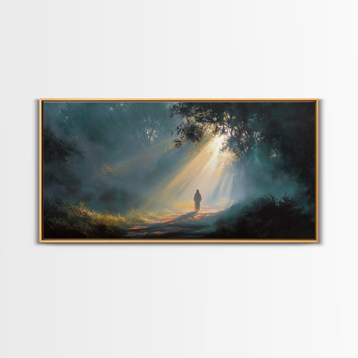 Forest Revelation – Framed Canvas Print – Christian Art Canvas – Jesus Art Print – Christian Wall Art – Moody Christian Art – Large Christi