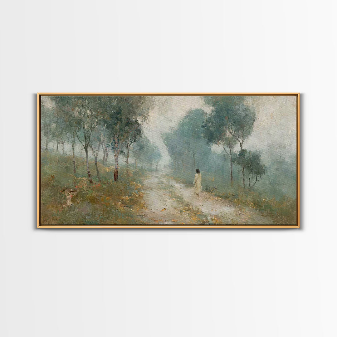 The Quiet Path – Framed Canvas Print – Christian Wall Art – Jesus Painting – Christian Art Canvas – Christian Decor – Christmas Art