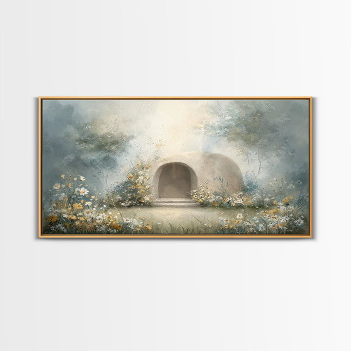 Blooming Sanctuary – Framed Canvas Print – Christian Art – Christian Wall Art – Christian Art Canvas – Christian Decor – Moody Christian Ar