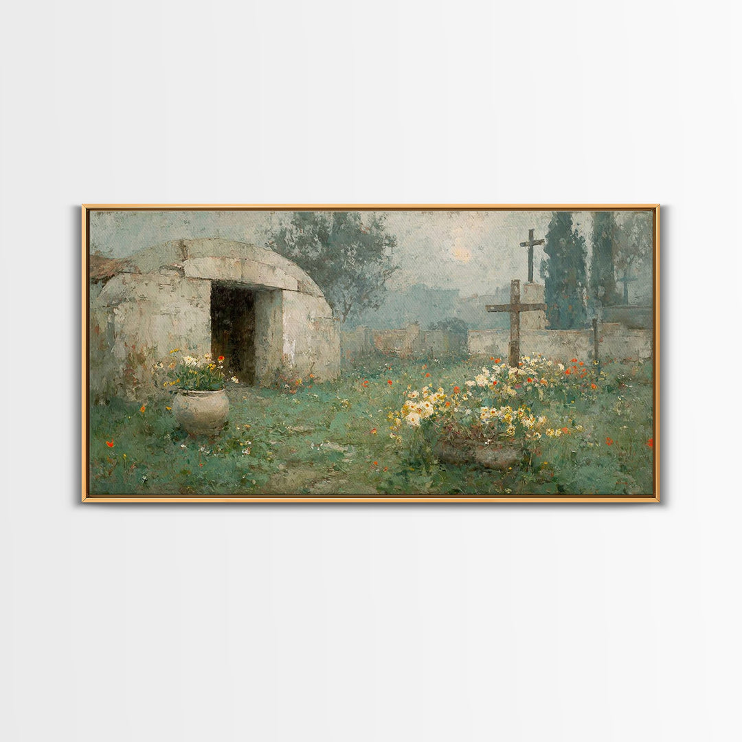 Risen Morning – Framed Canvas Print – Christian Wall Art – Christian Art Canvas – Christian Decor – Christian Art – Modern Christian Art