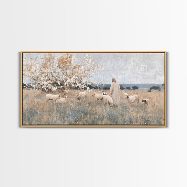 Quiet Shepherd Light, Framed Canvas Print, Christian Art Canvas, Jesus Painting, Christian Wall Art, Christmas Art Prints