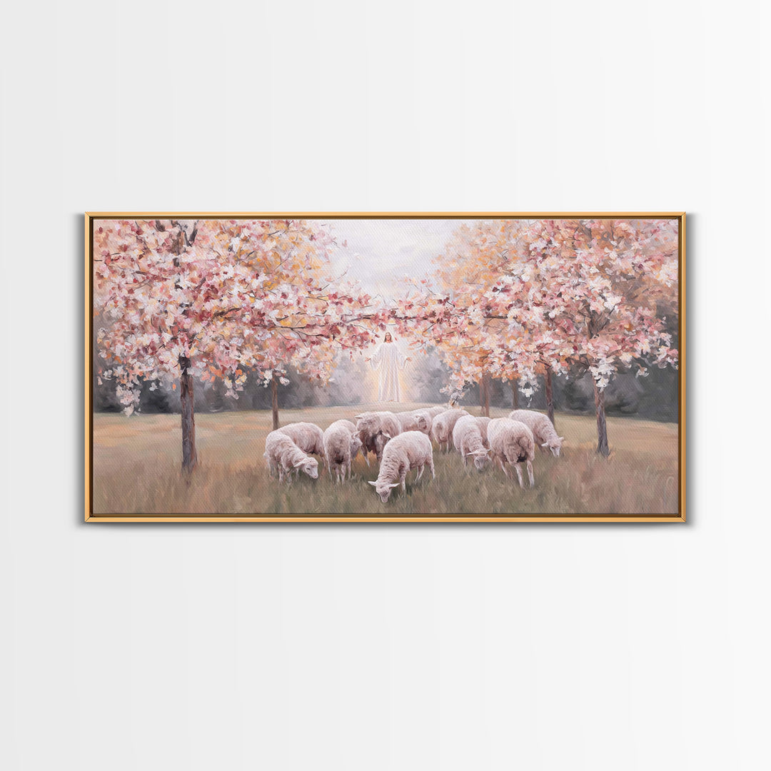 Radiant Pasture Hope – Framed Canvas Print – Christian Art Canvas – Jesus Painting – Christmas Art – Christian Wall Art