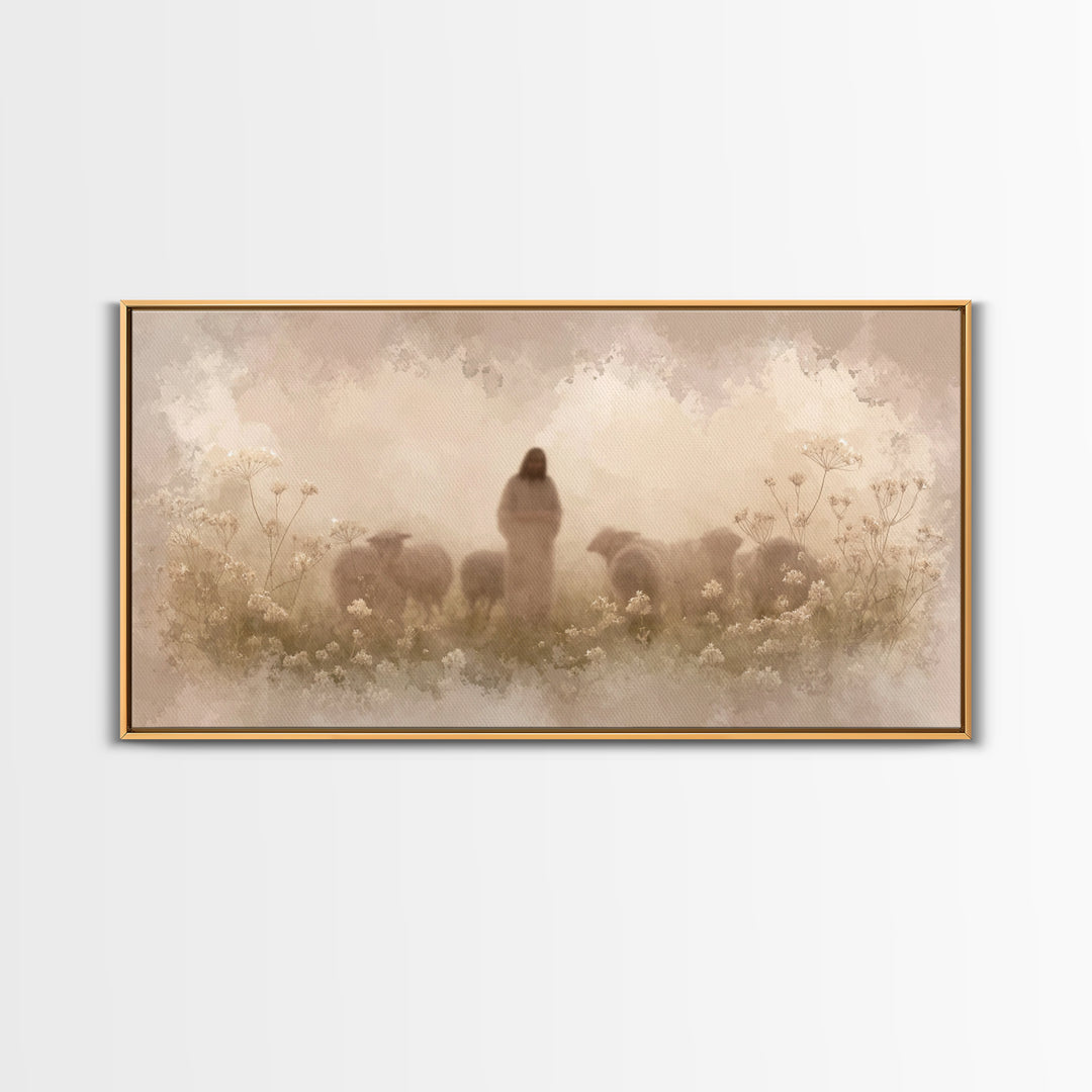 Pastoral Spring Calm – Framed Canvas Print – Christian Art – Jesus Painting – Christian Art Canvas – Christmas Wall Art