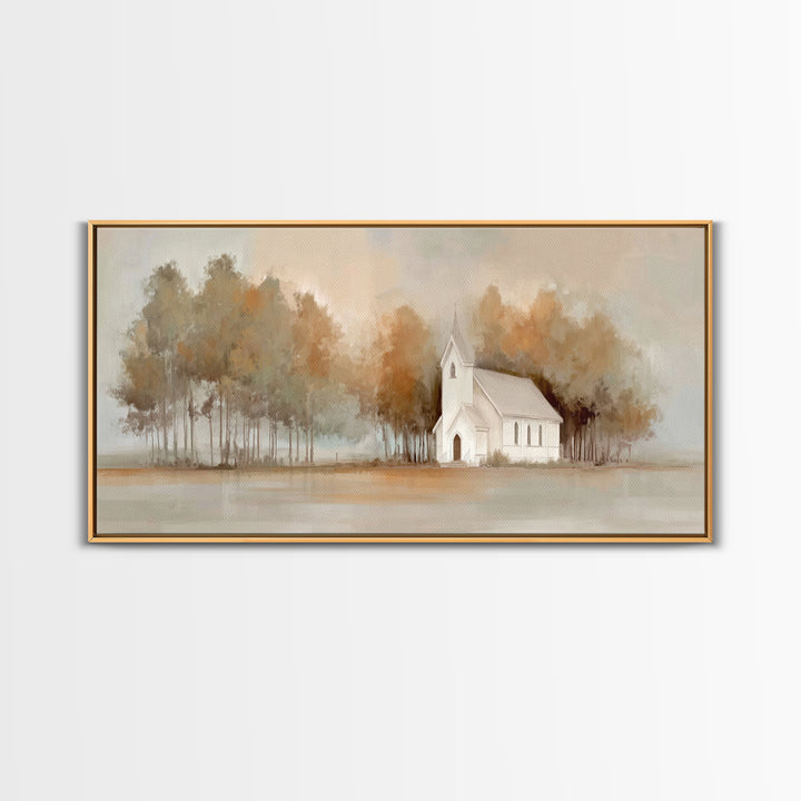 Church Of Still Dawn – Framed Canvas Print – Christian Wall Art – Christian Art Canvas – Christmas Art – Jesus Painting