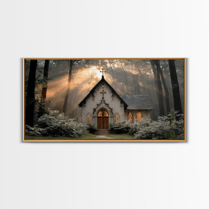 Forest Chapel Grace – Framed Canvas Print – Christian Wall Art – Christian Art Canvas – Christian Painting – Christian Decor – Christian Ar