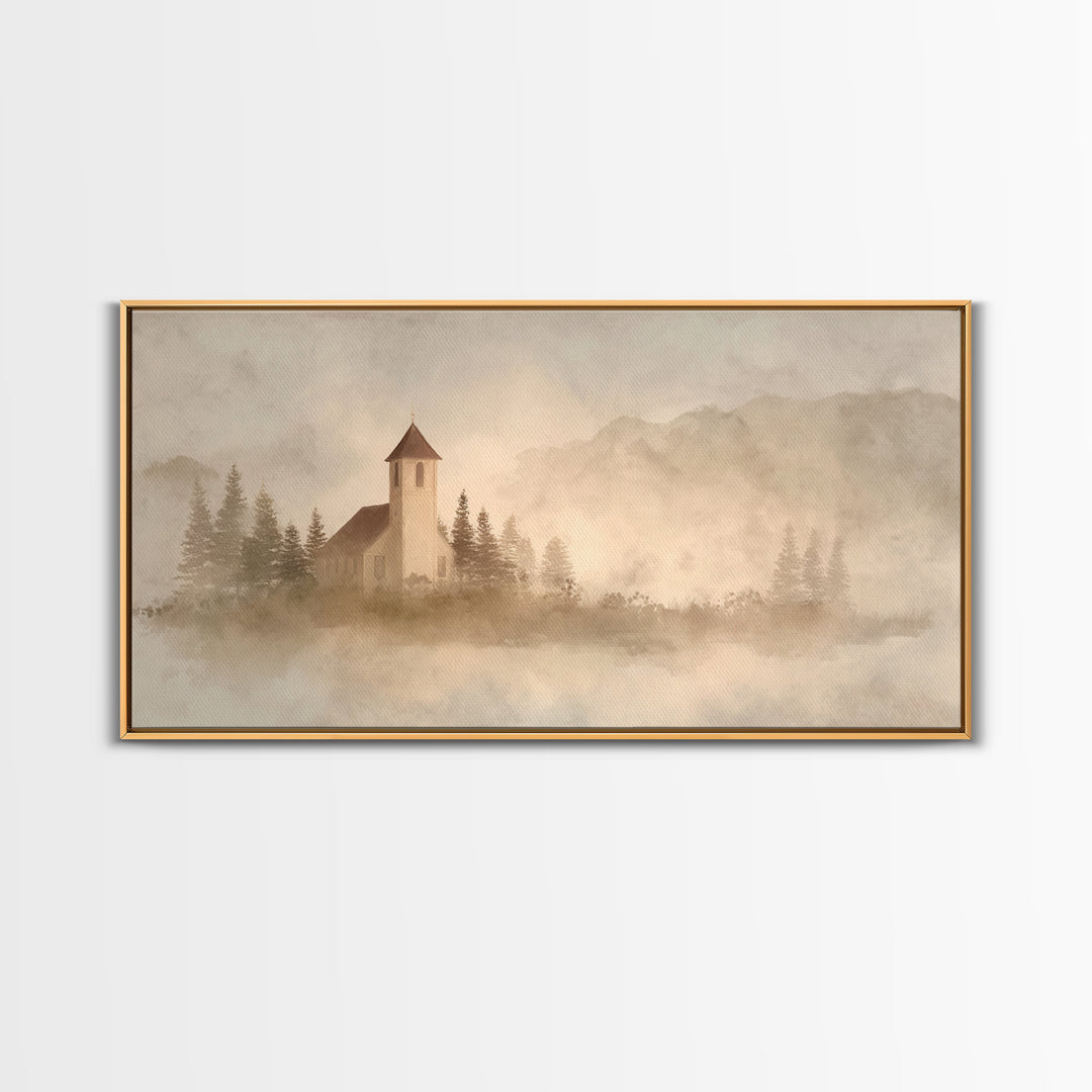 Silent Chapel Haven | Framed Canvas Print | Christian Wall Art | Christian Art Canvas | Christian Art | Christian Painting | Christian Gift