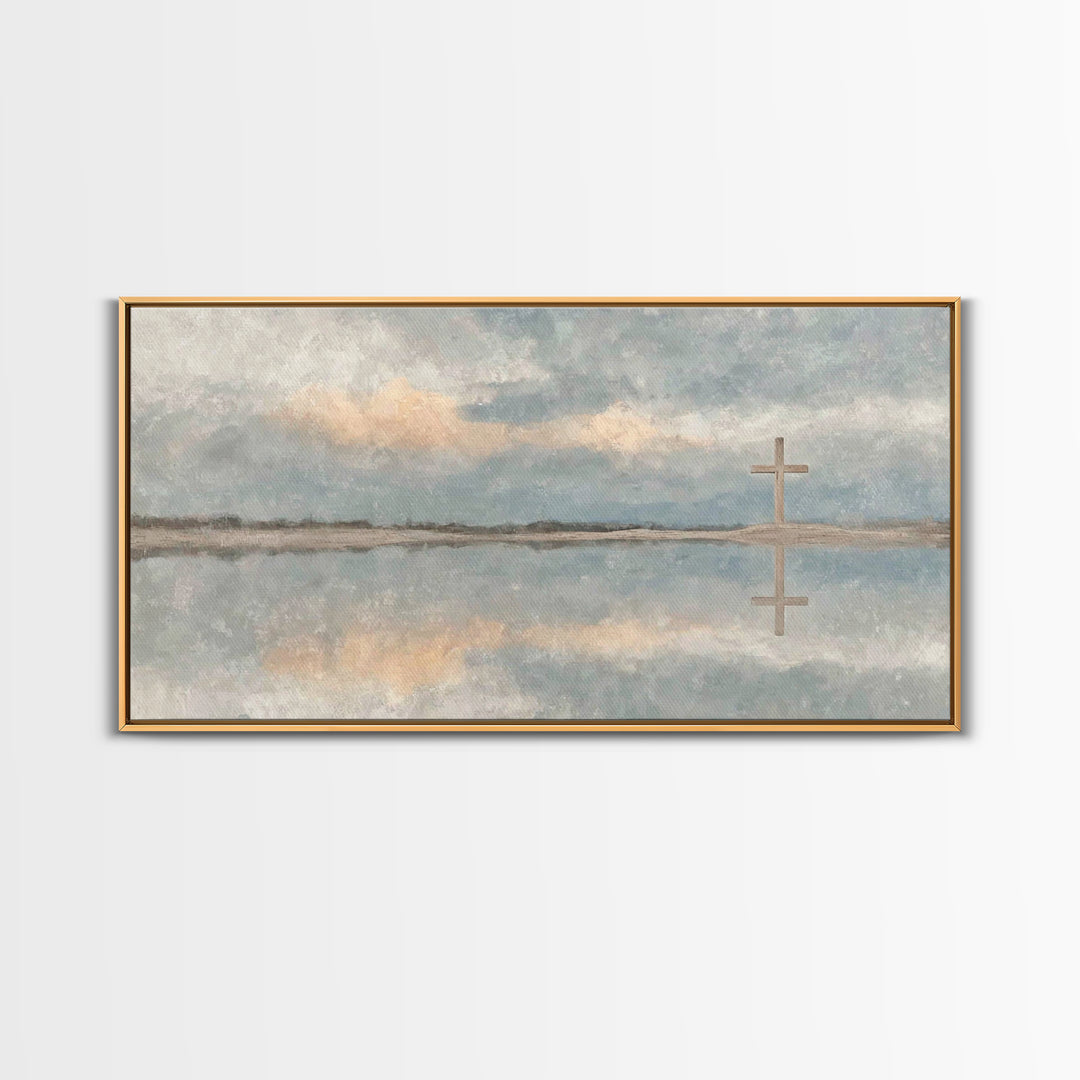 Reflected Cross Faith – Framed Canvas Print – Christian Art Canvas – Christian Wall Art – Christian Painting – Christian Art – Christian De