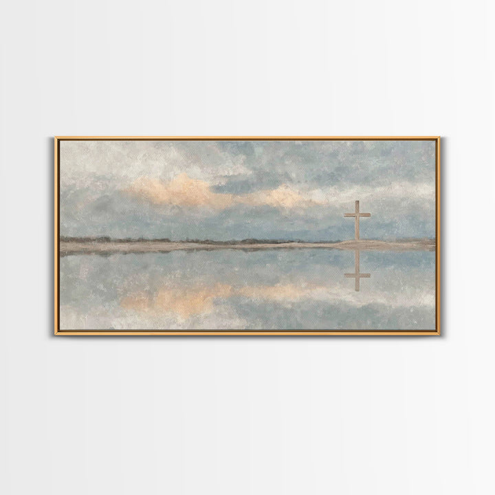 Reflected Cross Faith – Framed Canvas Print – Christian Art Canvas – Christian Wall Art – Christian Painting – Christian Art – Christian De