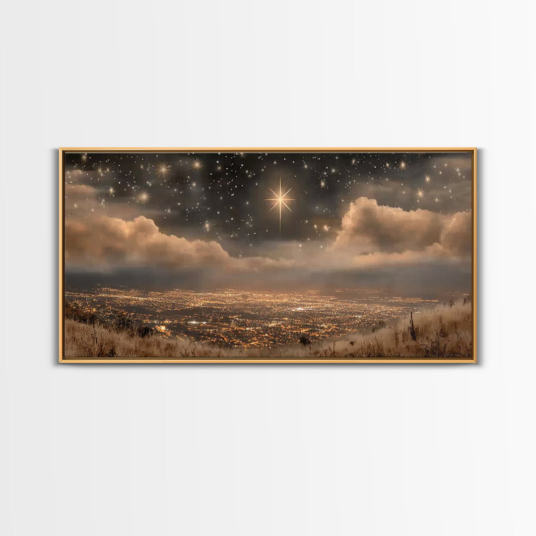 Bethlehem Shine, Framed Canvas Print, Christian Art Prints, Christmas Art, Christian Christmas Art, Christian Wall Art, Modern Christian Ar