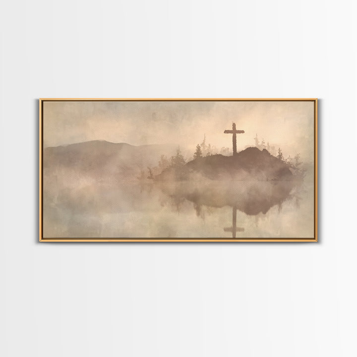 Hilltop Cross – Framed Canvas Print – Christian Wall Art – Christian Art Canvas – Jesus Painting – Christian Christmas Art – Christian Gift