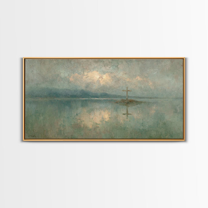 Silent Waters – Framed Canvas Print – Christian Wall Art – Christian Art Print – Jesus Painting – Moody Christian Art – Christian Gift Idea