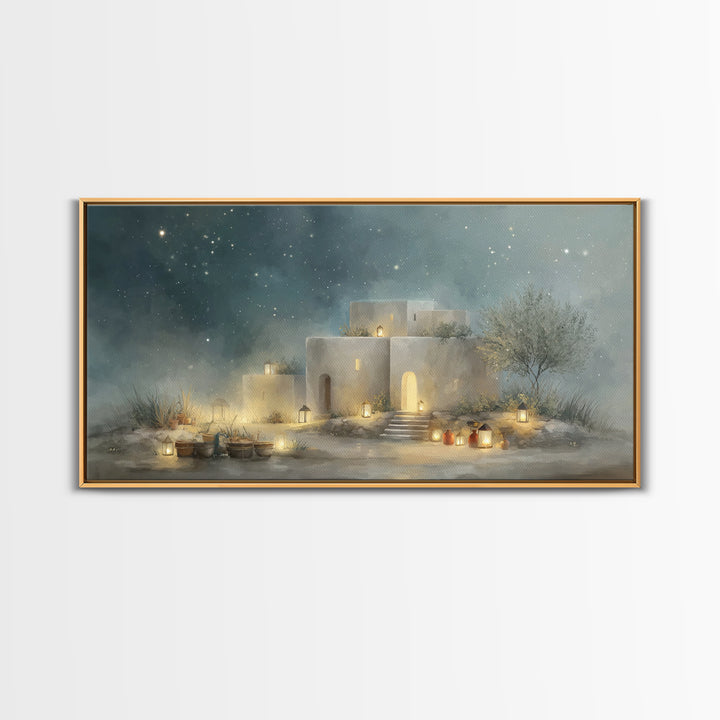 Bethlehem Glow – Framed Canvas Print – Christian Wall Art – Christian Art Canvas – Christmas Art Prints – Christian Christmas Decor – Jesus