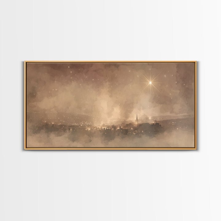 Heavenly Starfall – Framed Canvas Print – Christian Christmas Art – Christian Wall Art – Christmas Art Prints – Christian Art – Christian A