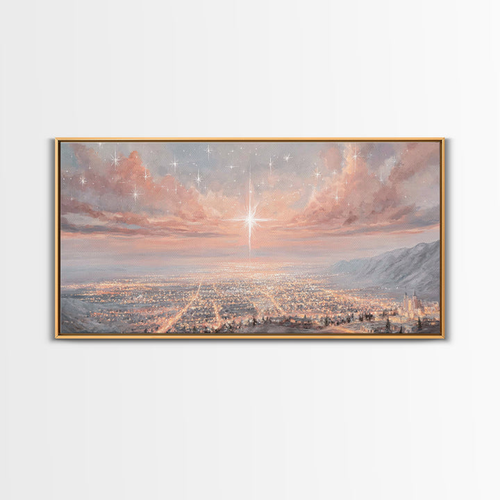 Celestial Dawn Light | Framed Canvas Print | Christian Christmas Art | Christian Art Prints | Christmas Wall Art | Christian Wall Art | Uni