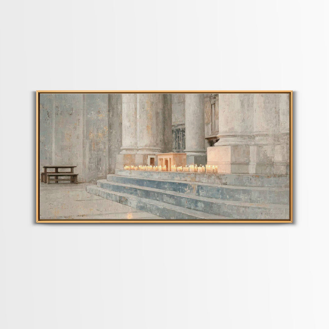 Altar Glow – Framed Canvas Print – Christian Christmas Art – Christian Wall Art – Christmas Art Prints – Christian Art Canvas – Christian D