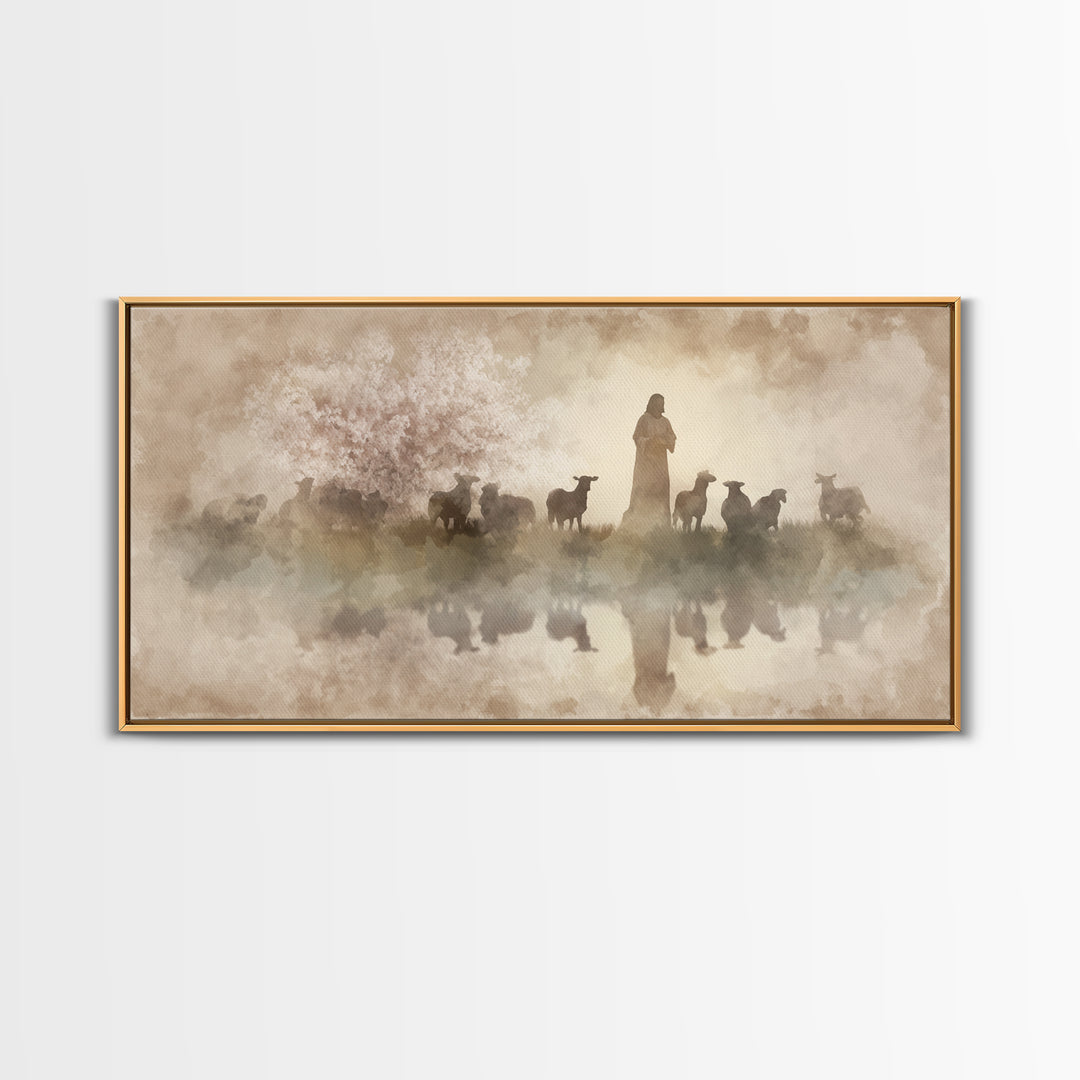 Guiding Shepherd – Framed Canvas Print – Christian Wall Art – Jesus Painting – Christian Art Canvas – Christian Christmas Art – Christian A