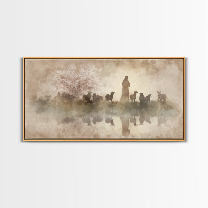 Guiding Shepherd – Framed Canvas Print – Christian Wall Art – Jesus Painting – Christian Art Canvas – Christian Christmas Art – Christian A